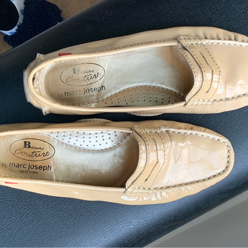 Beige Patent Loafers for Women